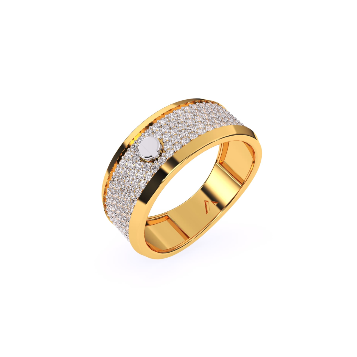 Vintage Round Diamond 14K Gold Ring For Men